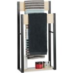 Relaxdays porte - serviettes sur pied design u 2 tagres support serviettes de bain sdb 86x45x19cm bois ...
