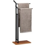 Relaxdays porte - serviettes sur pied support pour serviettes de bain 2 barres fer aspect bois 88 x 40 ...