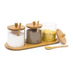 Relaxdays pot pour �pices jiao avec support et cuill�res hlp : 12 x 31 x 12 cm pour cuisine et salle ...