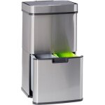 Relaxdays poubelle de tri slectif 3 compartiments inox 60 litres ouverture sensitive hxlxp: 745 x 42 ...