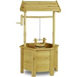 Dcoration de jardin - relaxdays - puit en bois - seau et manivelle - dimensions 82x47x41 cm - marron ...