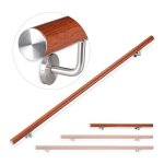 Relaxdays rampe d?escalier 100 cm main courante escalier aluminium aspect ch�ne int�rieur ext�rieur � ...