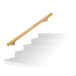 Relaxdays rampe d?escalier bois main courante escalier bois 1000 mm / 100 cm / 1 m mural 42 cm diamtre ...