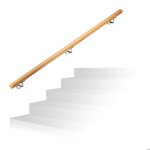 Relaxdays rampe d?escalier bois main courante escalier bois 1500 mm / 150 cm / 15 m mural 42 cm diamtre ...