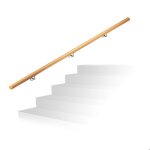 Relaxdays rampe d?escalier bois main courante escalier bois 2000 mm / 200 cm / 2 m mural 42 cm diamtre ...