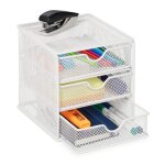 Relaxdays rangement � compartiments organiseur bureau 3 tiroirs hxlxp: 17 x 16 x 17 cm range - dossiers ...