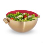 Relaxdays saladier inox diam�tre 245 cm m�langeur rond pour cuisiner et pour le service bol cuisine or ...