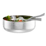 Relaxdays saladier inox set 3 pices avec couverts  salade 30 cm lavable au lave - vaisselle bol rond ...