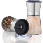 Relaxdays salire poivrier lot de 2 manuel moulin  sel poivre pices verre inox meule cramique rglable ...