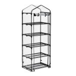 Relaxdays serre de balcon bche en pvc structure en acier 5 tagres hxlxp: env. 192 x 69 x 50cm noir ...