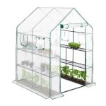 Relaxdays serre de jardin 4 fentres serre tomates 2m 2 tagres tunnel tente plantes hxlxp: 190x140x140cm ...