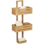 Relaxdays serviteur de douche en bambou h x l x p: 65 x 28 x 155 cm 3 tages compartiments nature