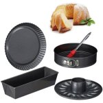 Relaxdays set de 5 pièces 4 moules à gâteaux moule rectangle à charnières kouglof à tarte pinceau anthracite ... Relaxdays set de 5 pièces 4 moules à gâteaux moule rectangle à charnières kouglof à tarte pinceau anthracite ...