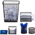 Relaxdays set 6 fournitures de bureau poubelle pot crayon bloc notes cartes de visite courrier m�tal ...