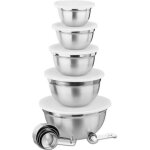 Relaxdays set de cuisine bol mlangeur 5x saladier avec couvercle en inox 18 pices cuillre doseur argent ...