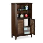 Relaxdays armoire de salle de bain sur pied lamell en bambou marron fonc meuble de rangement cuisine ...