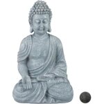 Statue - relaxdays - bouddha assis - 18 cm - pierre artificielle - rsiste  lhumidit