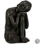 Relaxdays statue de bouddha figurine de bouddha d�coration jardin sculpture c�ramique zen 60 cm gris ...