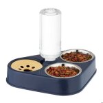 Relaxdays support avec 2 gamelles et distributeur deau pour chats et petits chiens bouteille 120 ml bleu ...