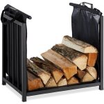 Relaxdays support bois de chemine sac pour bches intrieur design moderne etagre acier hlp 50x51x37cm ...