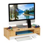 Relaxdays support moniteur bambou rehausseur cran  compartiments hlp 155x625x28 cm dessous d?ordinateur ...