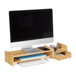 Relaxdays support pour moniteur en bambou rehausseur d?écran tablette pc espace rangement hlp 12x70x19 ... Relaxdays support pour moniteur en bambou rehausseur d?écran tablette pc espace rangement hlp 12x70x19 ...