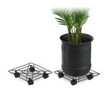 Relaxdays support roulant pour plantes 2 rond int�rieur et ext�rieur freins plateau roulant 28 cm m�tal ...