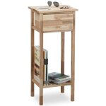 Relaxdays table d?appoint noyer console tlphone avec tiroir et 2 surfaces hxlxp: 80 x 35 x 30 cm nature ...
