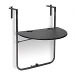 Table de balcon - relaxdays - bastian - pliable - rotin - m�tal noir