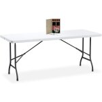 Relaxdays table de jardin pliante72 x 180 x 74 cmblanche