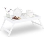 Relaxdays tablette de lit bambou pieds rabats rebords plateau de service & petit djeuner hlp 22 x 64 ...