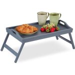 Relaxdays tablette de lit bambou pieds rabats rebords plateau de service & petit d�jeuner hlp : 65 x ...