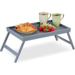 Relaxdays tablette de lit bambou pieds rabats rebords plateau de service & petit djeuner hxlxp : 4 x ...