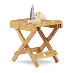 Relaxdays tabouret bambou pliant dco salle de bain rsistant  l?humidit marchepied sdb hlp 315x275x285cm ...