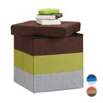 Relaxdays tabouret cube carr pliant coffre de rangement pliable pouf ray tricolore hxlxp: 38 x 38 x ...