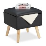 Relaxdays tabouret et espace de rangement cuir synthtique hlp: 40x40x40 cm couvercle d sige rembourr ...