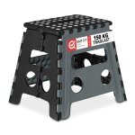 Relaxdays tabouret pliant escabeau � une marche avec poign�e jusqu?� 120 kg plastique 32 x 37 x 295 cm ...