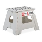 Relaxdays tabouret pliant l portable escabeau de salle de bain 150 kg plastique hxlxp 30 x 37 x 29 cm ...