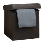 Relaxdays tabouret pliant similicuir pouf de rangement pliable repose - pieds stockage carr� 38 x 38 ...