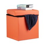 Relaxdays tabouret pliant similicuir pouf de rangement pliable repose - pieds stockage carr� 38 x 38 ...