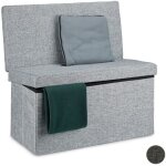 Relaxdays tabouret de rangement pliant en lin avec dossier appui - dos coffre pouf h x l p: 73 x 76 x ...