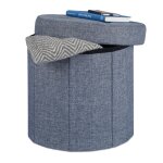 Relaxdays tabouret rangement pouf rond pliant pliable rembourr� couvercle repose - pieds hxlxp: 38x38x38 ...