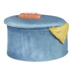 Relaxdays tabouret de rangement revtement velours pliable rembourr de forme ronde hxd 31 x 57 cm couleur ...