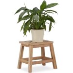 Relaxdays tabouret repose - pied en bois support pour pot de fleurs et plantes en noyer hxlxp: 255 x ...