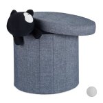 Relaxdays tabouret rond pliant coffre de rangement pliable pouf sige chaise couvercle hxlxp: 43 x 45 ...