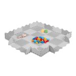 Relaxdays tapis de sol puzzle 36 pi�ces mousse eva sans polluants 14 m2 dalle jeu b�b� bord gris / blanc ...
