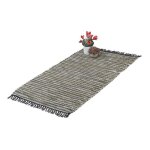 Relaxdays tapis tiss� 70 x 140 cm coton et cuir descente de lit � franges antid�rapant natte d�corative ...