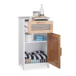 Relaxdays armoire basse salle de bain tiroir aspect naturel tablette hauteur modulable mdf hlp 70x40x285 ...