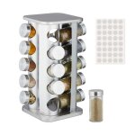 Relaxdays tourniquet  pices acier inox 20 pots en verre 40 tiquettes rotatif  360 hlp : 335x20x20 ...