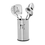 Relaxdays ustensiles de cuisine set de 4 en inox avec récipient porte - ustensiles argenté Relaxdays ustensiles de cuisine set de 4 en inox avec récipient porte - ustensiles argenté
